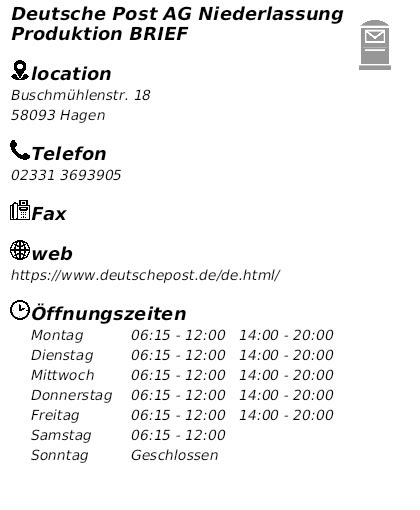 Deutsche Post AG Niederlassung Produktion BRIEF, Hagen.